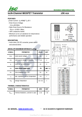 2SK1424 Datasheet PDF Inchange Semiconductor