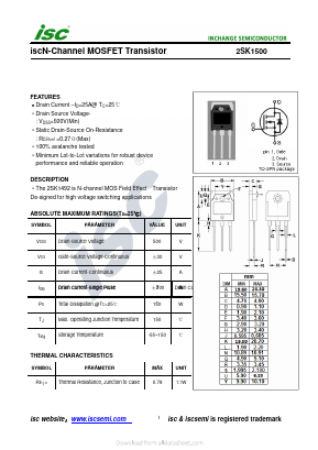 2SK1500 Datasheet PDF Inchange Semiconductor