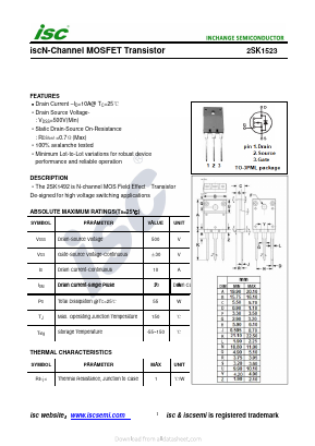 K1523 Datasheet PDF Inchange Semiconductor