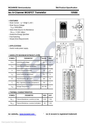 10N80-3PN Datasheet PDF Inchange Semiconductor