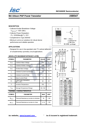 2SB547 Datasheet PDF Inchange Semiconductor