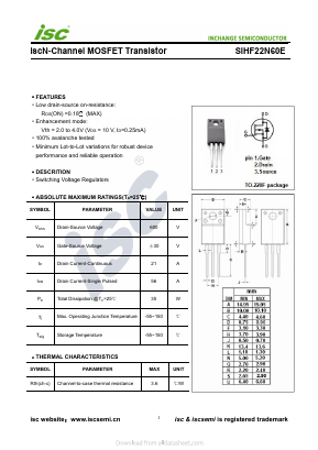 SIHF22N60E Datasheet PDF Inchange Semiconductor