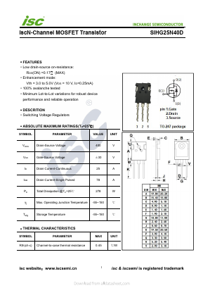 SIHG25N40D Datasheet PDF Inchange Semiconductor