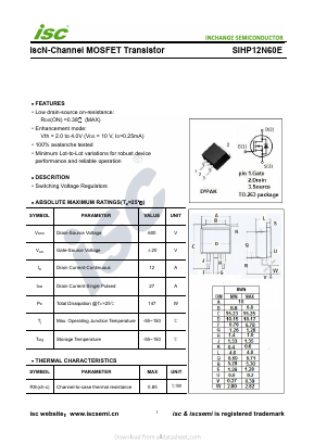SIHP12N60E Datasheet PDF Inchange Semiconductor