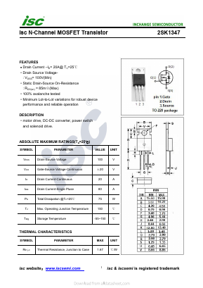 2SK1347 Datasheet PDF Inchange Semiconductor