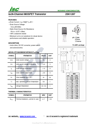 2SK1287 Datasheet PDF Inchange Semiconductor