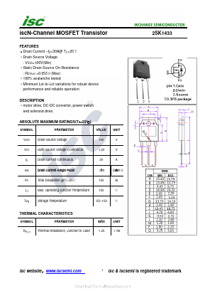 2SK1433 Datasheet PDF Inchange Semiconductor