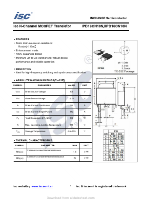 IIPD16CN10N Datasheet PDF Inchange Semiconductor