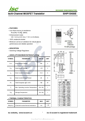 SIHP15N50E Datasheet PDF Inchange Semiconductor