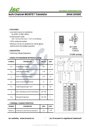SiHA12N50E Datasheet PDF Inchange Semiconductor