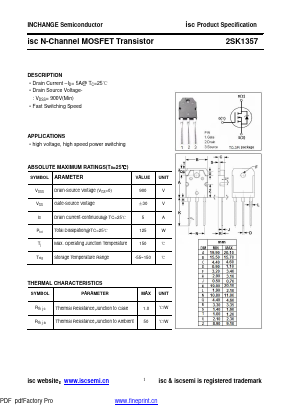 K1357 Datasheet PDF Inchange Semiconductor