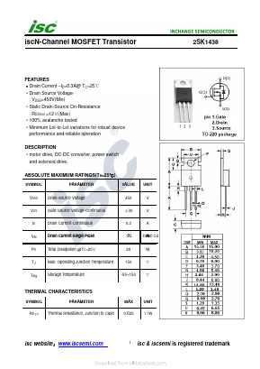 K1438 Datasheet PDF Inchange Semiconductor