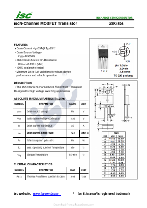 2SK1508 Datasheet PDF Inchange Semiconductor