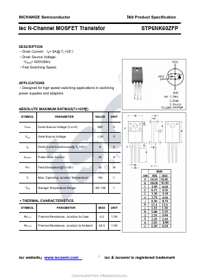 STP6NK60ZFP Datasheet PDF Inchange Semiconductor
