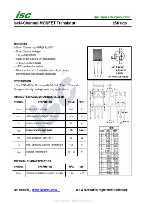 2SK1525 Datasheet PDF Inchange Semiconductor