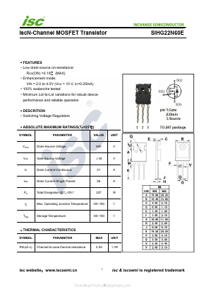SIHG22N60E Datasheet PDF Inchange Semiconductor