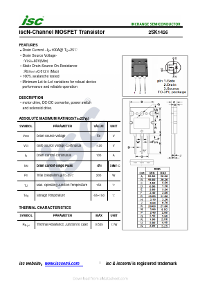 2SK1426 Datasheet PDF Inchange Semiconductor