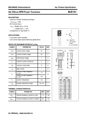 MJE181 Datasheet PDF Inchange Semiconductor