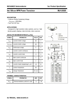 MJ12020 Datasheet PDF Inchange Semiconductor
