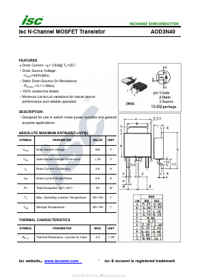 AOD3N40 Datasheet PDF Inchange Semiconductor