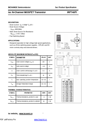 IRF740FI Datasheet PDF Inchange Semiconductor