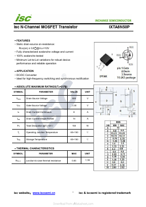 IXTA8N50P Datasheet PDF Inchange Semiconductor