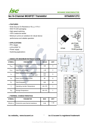 IXTA80N12T2 Datasheet PDF Inchange Semiconductor