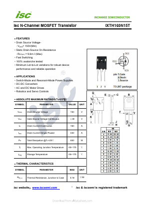 IXTH160N15T Datasheet PDF Inchange Semiconductor
