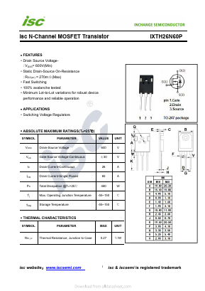 IXTH26N60P Datasheet PDF Inchange Semiconductor