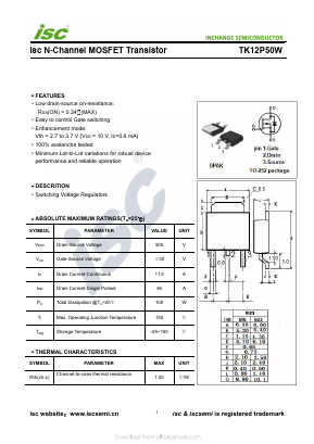 TK12P50W Datasheet PDF Inchange Semiconductor