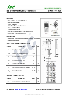 DMTH4005SCT Datasheet PDF Inchange Semiconductor