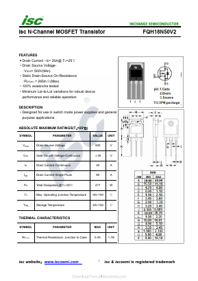FQH18N50V2 Datasheet PDF Inchange Semiconductor