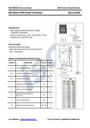 MJL21194G Datasheet PDF Inchange Semiconductor