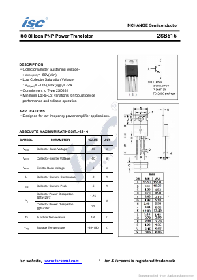 B515 Datasheet PDF Inchange Semiconductor