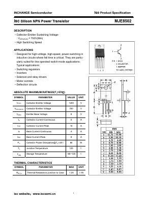 MJE8502 Datasheet PDF Inchange Semiconductor