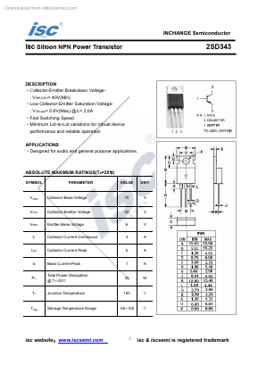 2SD343 Datasheet PDF Inchange Semiconductor