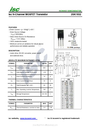 K1832 Datasheet PDF Inchange Semiconductor