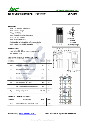 2SK2445 Datasheet PDF Inchange Semiconductor