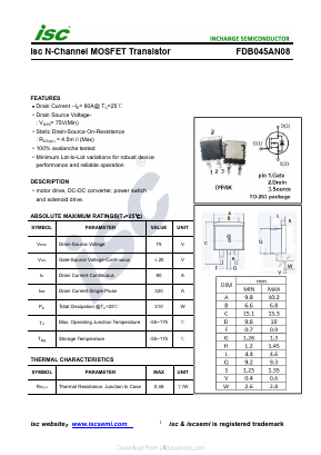 FDB045AN08 Datasheet PDF Inchange Semiconductor