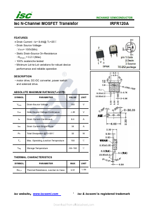 IRFR120A Datasheet PDF Inchange Semiconductor