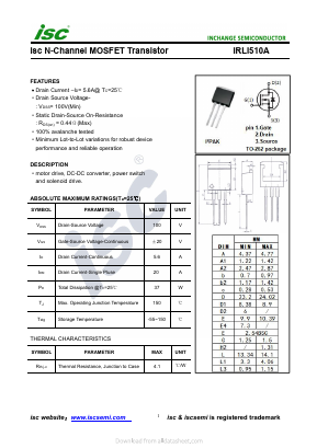IRLI510A Datasheet PDF Inchange Semiconductor