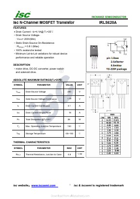 IRLS620A Datasheet PDF Inchange Semiconductor