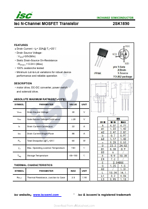 2SK1890 Datasheet PDF Inchange Semiconductor