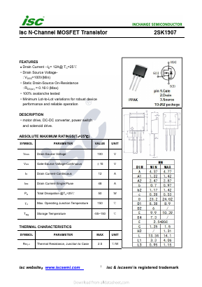2SK1907 Datasheet PDF Inchange Semiconductor