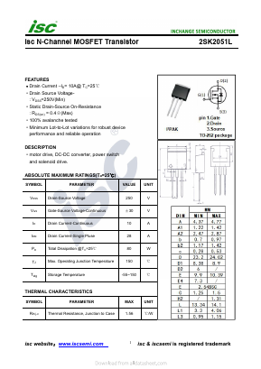 2SK2051L Datasheet PDF Inchange Semiconductor