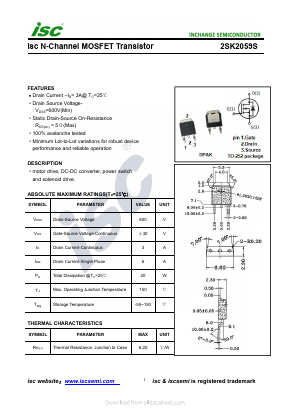 2SK2059S Datasheet PDF Inchange Semiconductor