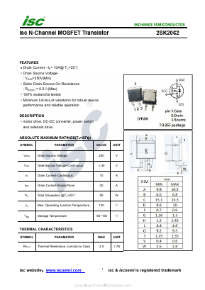 2SK2062 Datasheet PDF Inchange Semiconductor