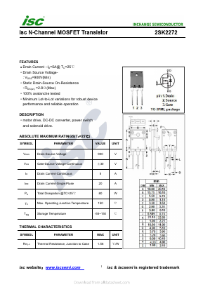 2SK2272 Datasheet PDF Inchange Semiconductor