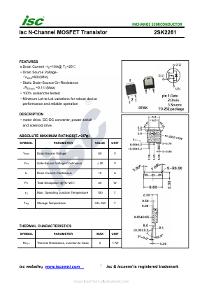 2SK2281 Datasheet PDF Inchange Semiconductor