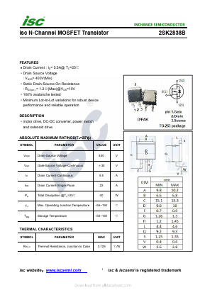 2SK2838B Datasheet PDF Inchange Semiconductor